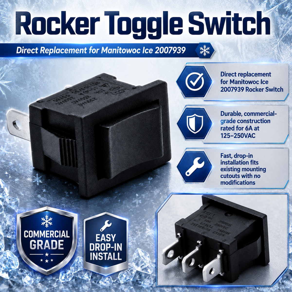 IMM Rocker Toggle Switch Replacement for Manitowoc Ice 2007939 3 Position