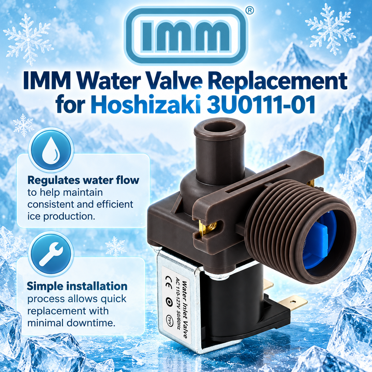 IMM Water Valve Replacement for Hoshizaki 3U0111-01